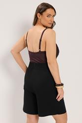 YOURS Plus Size Black Shirred Shorts | Yours Clothing 2