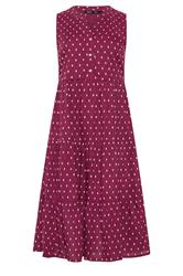 M&Co Petite Berry Red Dobby Tiered Cotton Midi Dress