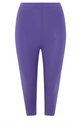 YOURS Curve Purple Elasticated Waist Cropped Leggings