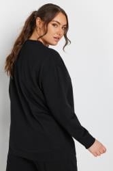 YOURS Plus Size Black Long Sleeve Crew Neck Sweatshirt | Yours Clothing 2