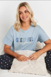 YOURS Plus Size Blue 'Sleep All Weekend' Wide Leg Pyjama Set | Yours Clothing 2