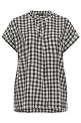 YOURS Curve Natural Brown Check Overhead Half Placket Shirt
