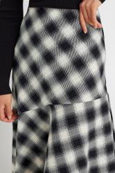 LTS Tall Black Check Print Tiered Midi Skirt | Long Tall Sally 5