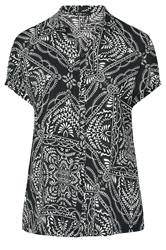 YOURS Curve Black & White Bandana Print Textured Shirt