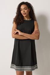 M&Co Black Contrast Trim Cotton Shift Dress | M&Co 1