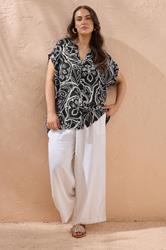 EVANS Plus Size Black Paisley Print Modal Shirt | Evans 4