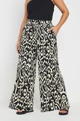 YOURS Plus Size Black Textured Abstract Print Wide Leg Trousers | Yours Clothing 3