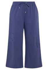 LIMITED COLLECTION Plus Size Navy Blue Embroidered Butterfly Wide Leg Joggers | Yours Clothing 6