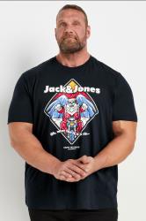 JACK & JONES Big & Tall Black Santa Motorcycle Print T-Shirt 2