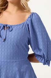 YOURS Plus Size Blue Textured Milkmaid Top | Yours Clothing 4