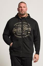 KAM Big & Tall Black 'South River' Fleece Lined Hoodie | BadRhino 3
