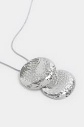 Silver Tone Long Double Circle Pendant Necklace | Yours Clothing 2