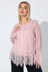 LIMITED COLLECTION Plus Size Pink Lace Frill Blouse | Yours Clothing 3