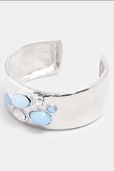 Silver Tone Stone Cuff Bracelet | Yours Clothing 3