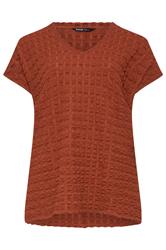 YOURS Curve Rust Orange Bubble Textured T-Shirt