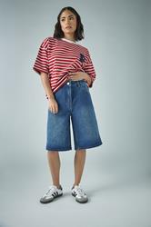 PixieGirl Petite Women's Mid Blue Cotton Denim Jorts | PixieGirl 6