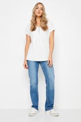 LTS Tall Women's Ivory White Cotton Henley T-Shirt | Long Tall Sally 1