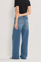 LTS Tall Women's Blue Cotton Raw Hem Wide Leg Jeans | Long Tall Sally 5