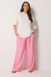 YOURS Plus Size Pink Stripe Trousers | Yours Clothing 2
