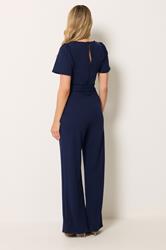 LTS Tall Women's Navy Blue Scuba Button Front Jumpsuit | Long Tall Sally 2