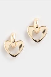 Gold Tone Heart Drop Earrings | Yours Clothing 3