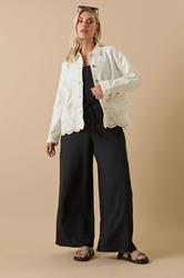 YOURS Plus Size Ivory White Broderie Anglaise Twill Shacket | Yours Clothing 1