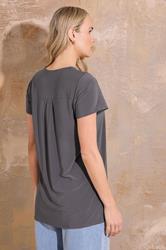 LTS Tall Women's Charcoal Grey Zip Detail T-Shirt | Long Tall Sally 2