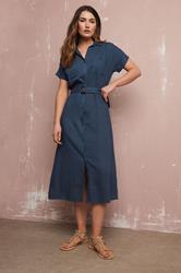 LTS Tall Navy Blue Linen Button Midi Dress | Long Tall Sally 5