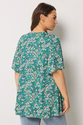 YOURS Plus Size Green Floral Pleat Front Top | Yours Clothing 2