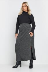 YOURS Plus Size Silver Metallic Side Split Midi Skirt | Yours Clothing 3