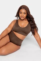Brown Seamless Light Control High Waisted Full Briefs | Yours Clothing 2