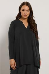 EVANS Plus Size Black Chiffon Hem Blouse | Evans 3