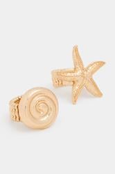 YOURSET 6 PACK Gold Tone Gem Stretch Ring Set | Yours Clothing 3