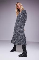 PixieGirl Petite Women's Navy Blue Floral Tiered Maxi Dress | PixieGirl 1