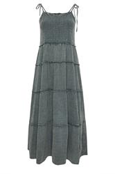 YOURS Curve Grey Cheesecloth Tiered Dress