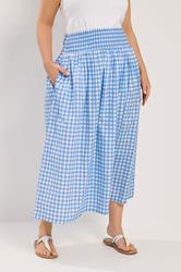 YOURS Plus Size Blue Gingham Maxi Skirt | Yours Clothing 1