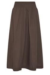 PixieGirl Petite Chocolate Brown Poplin Shirred Cotton Maxi Skirt