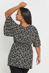 YOURS Plus Size Black Textured Floral Print Wrap Top | Yours Clothing 5