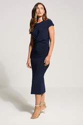 LTS Tall Navy Blue Ruched Bust Midi Dress | Long Tall Sally 3