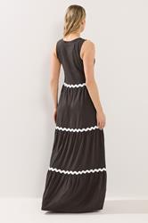 LTS Tall Women's Chocolate Brown Contrast Swirl Tiered Cotton Maxi Dress | Long Tall Sally 2