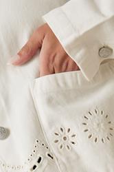 YOURS Plus Size Ivory White Broderie Anglaise Twill Shacket | Yours Clothing 4