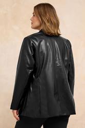 EVANS Plus Size Black Faux Leather Blazer | Evans 2
