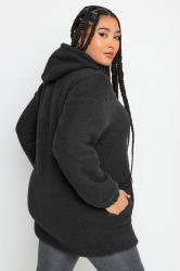 YOURS Plus Size Black Teddy Fleece Hoodie | Yours Clothing 2