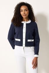 M&Co Navy Blue Colourblock Boucle Jacket | M&Co 5