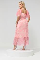 YOURS LONDON Plus Size Pink Floral Organza Dress | Yours Clothing 2