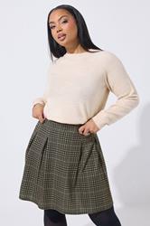 LIMITED COLLECTION Plus Size Brown Check Pleated Skirt | Yours Clothing 3