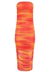 PixieGirl Petite Womens Orange Mesh Bardot Maxi Dress | PixieGirl 8