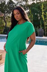 BUMP IT UP MATERNITY Plus Size Green Pocket Midi Swing Dress | Yours Clothing 1