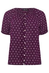 M&Co Berry Purple Dobby Short Sleeve Blouse