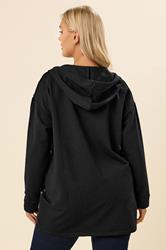 YOURS Plus Size Grey Black Leopard Print Stud Hoodie | Yours Clothing 2